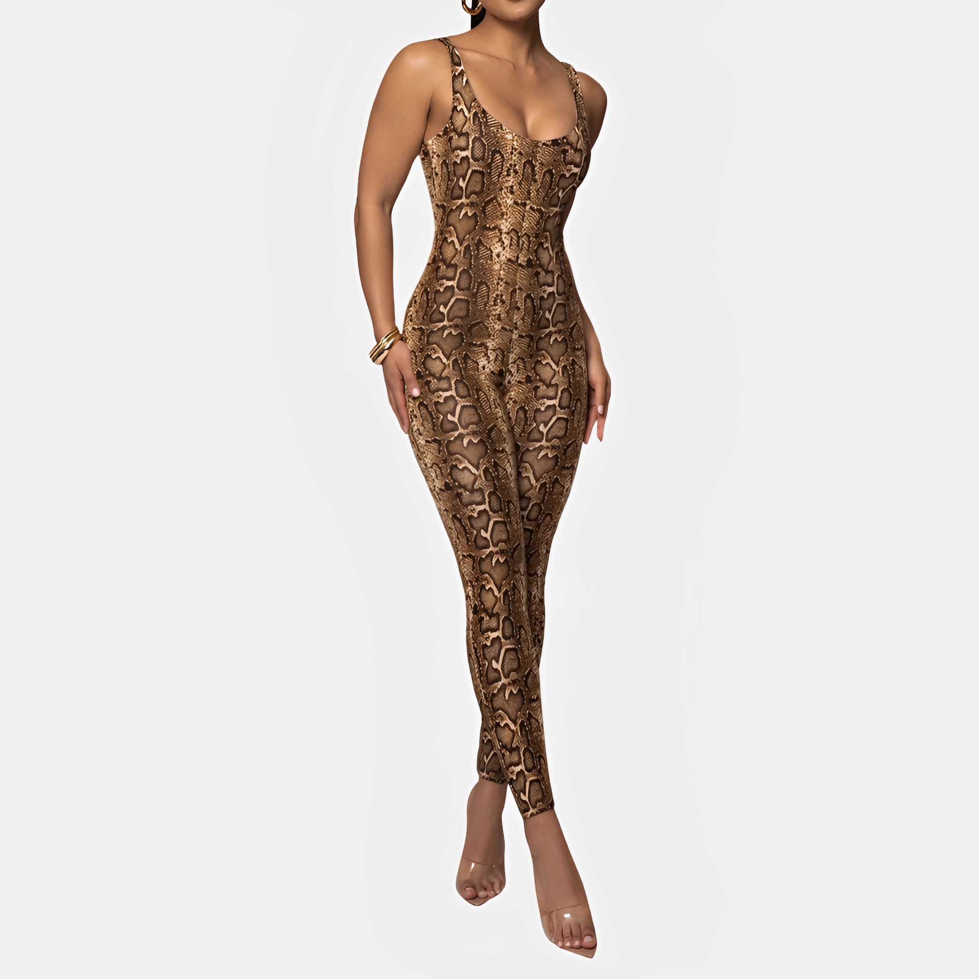 Elaine - Anspruchsvoller Bedruckter Bodycon-Jumpsuit