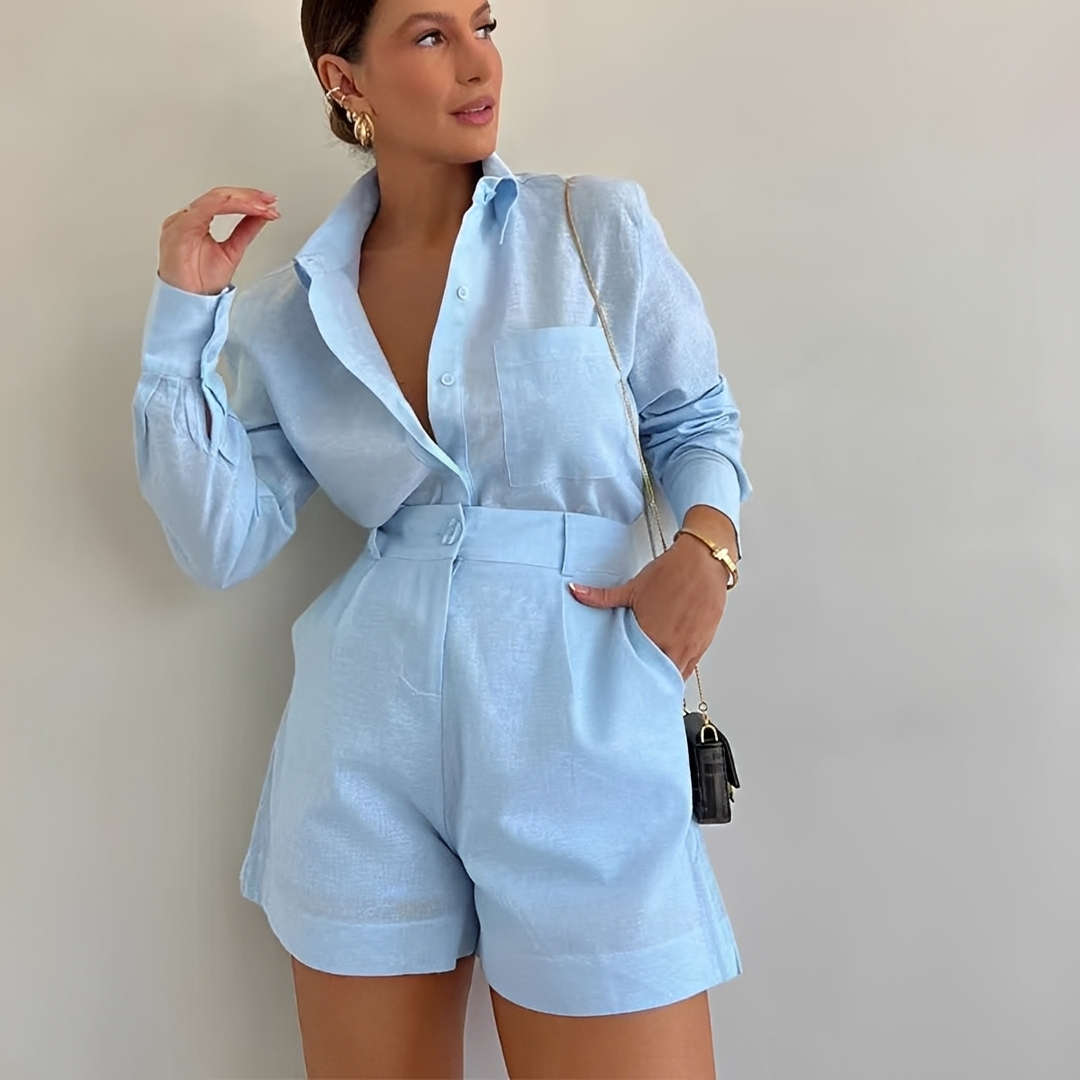 Yasin - Set mit Oberteil und weiten Shorts, langärmelig
