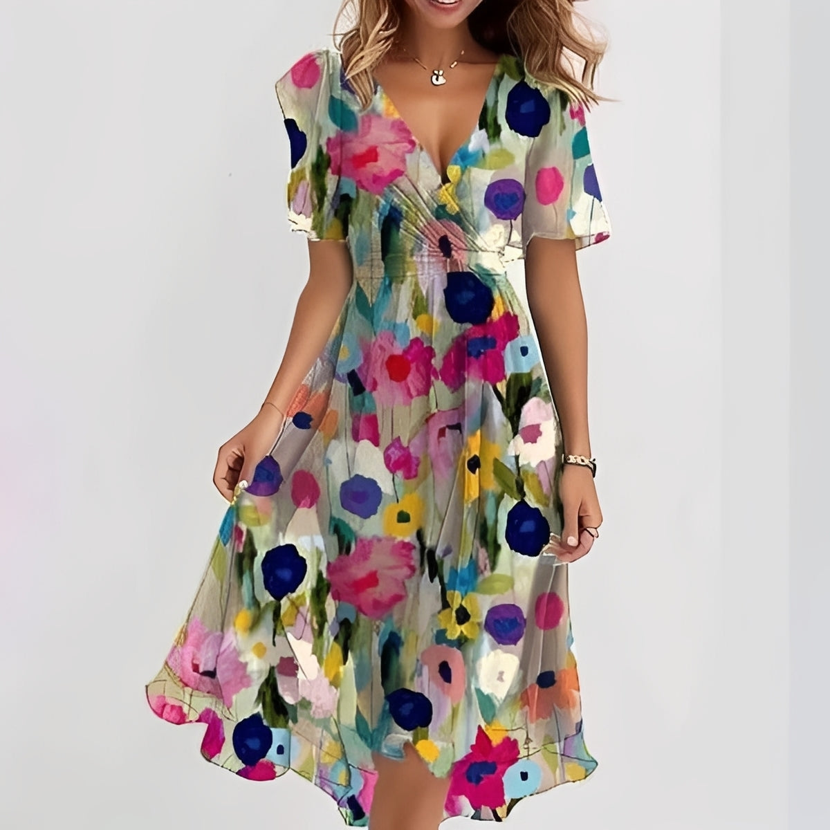 Emelia - Florales Chiffonkleid