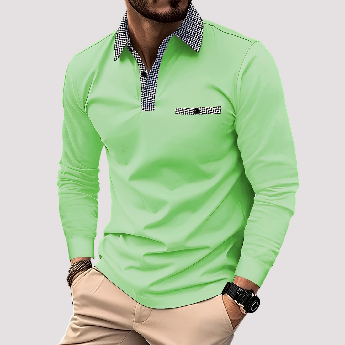 Aidan - Elegantes Langarm-Poloshirt für Herren