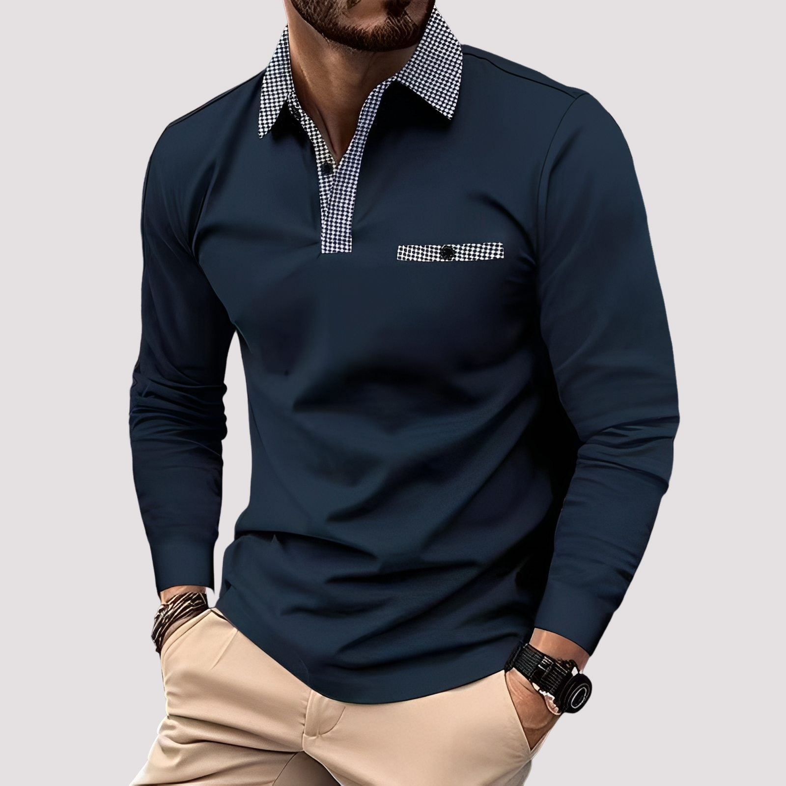 Aidan - Elegantes Langarm-Poloshirt für Herren