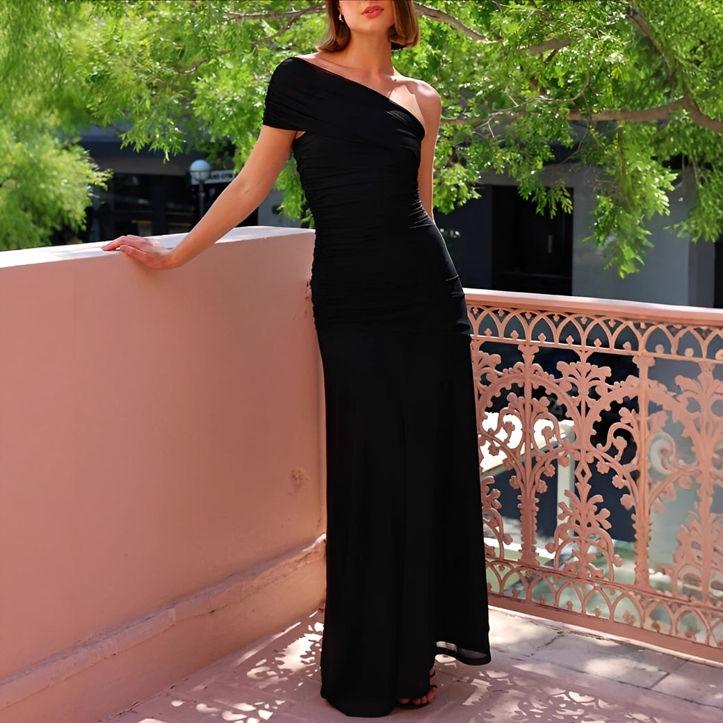 Marga - Elegantes, schulterfreies Maxikleid