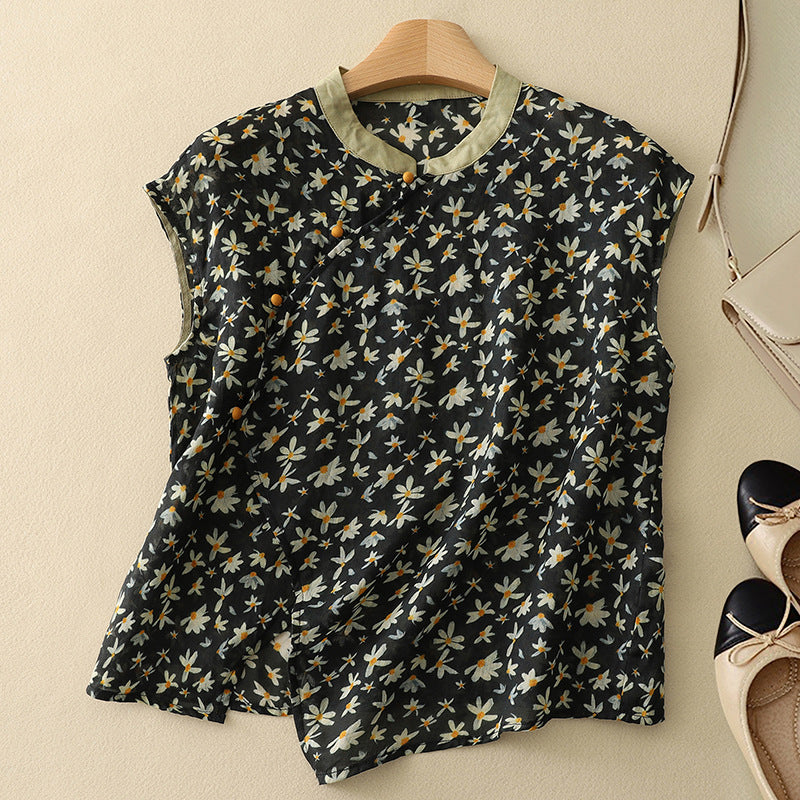 Diana - Ärmellose Bluse mit Blumenmuster