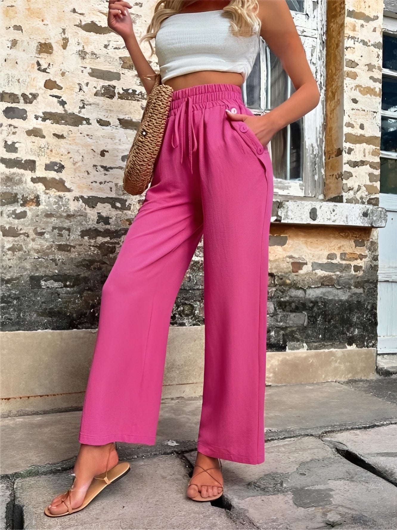 Allie - Trendige, locker geschnittene Damenhose mit hohem Bund