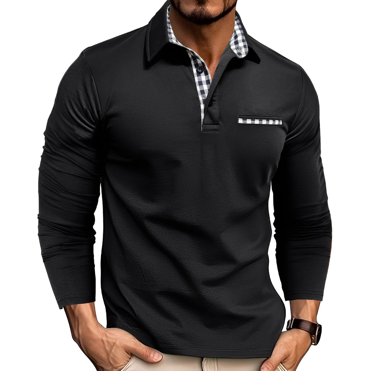 Rupert - Langärmeliges Herren-Poloshirt, leicht