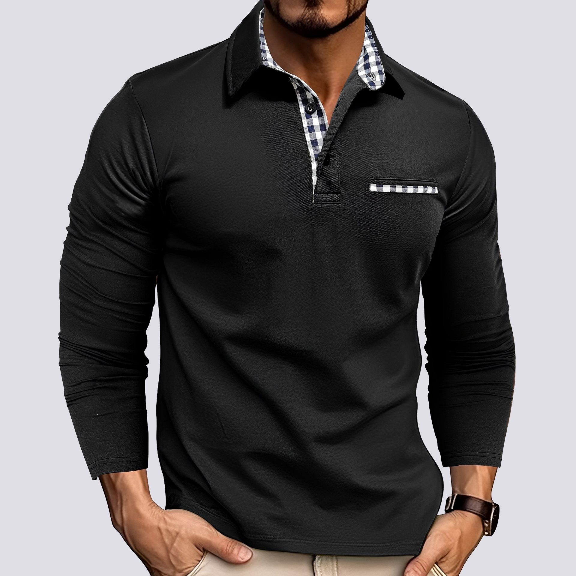 Mark – Herren-Polohemd – Langarm-Casualhemden