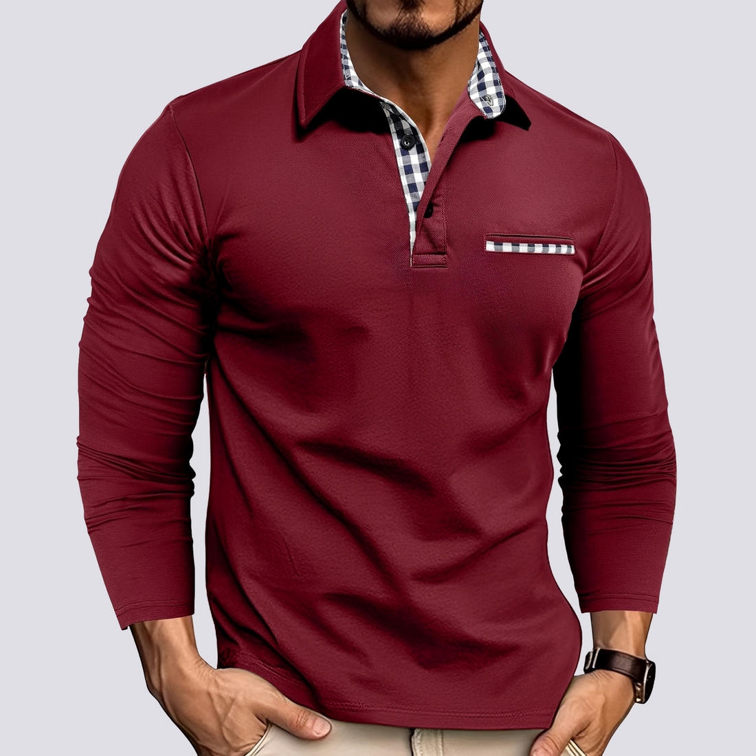 Mark – Herren-Polohemd – Langarm-Casualhemden