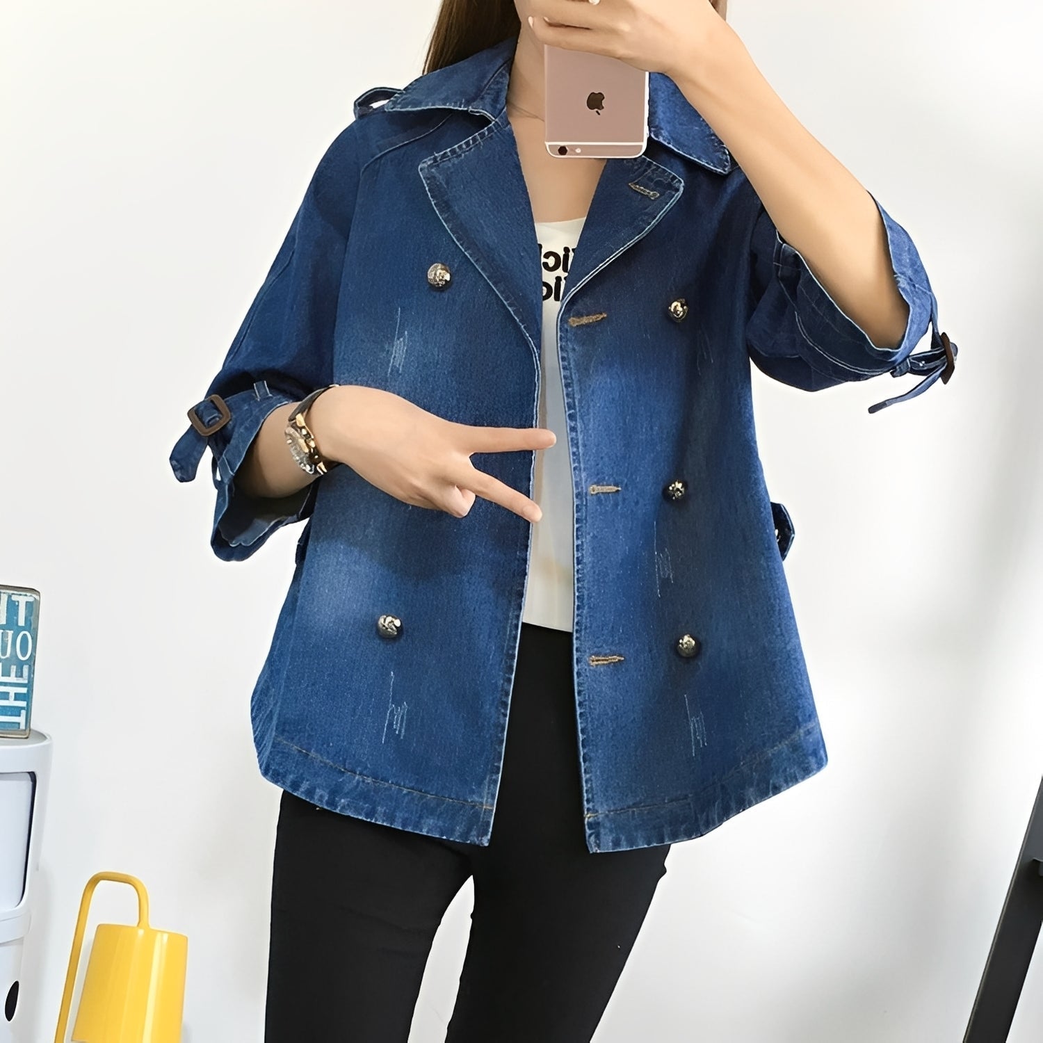 Faye - Stilvoller Denim-Cape-Mantel