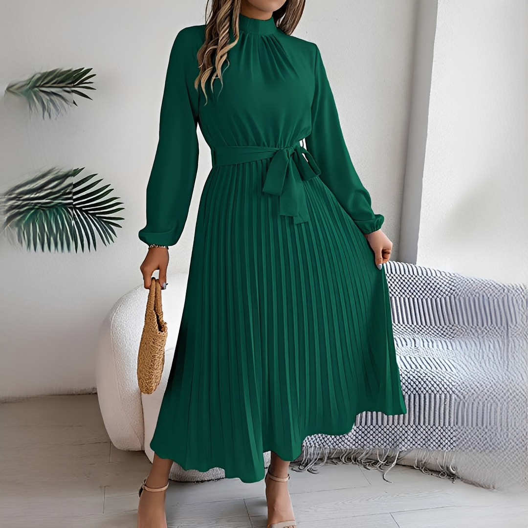 Jessy - Damenkleid mit langen plissierten Ärmeln