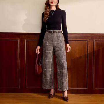 Christabel - Hoch taillierte karierte Hose