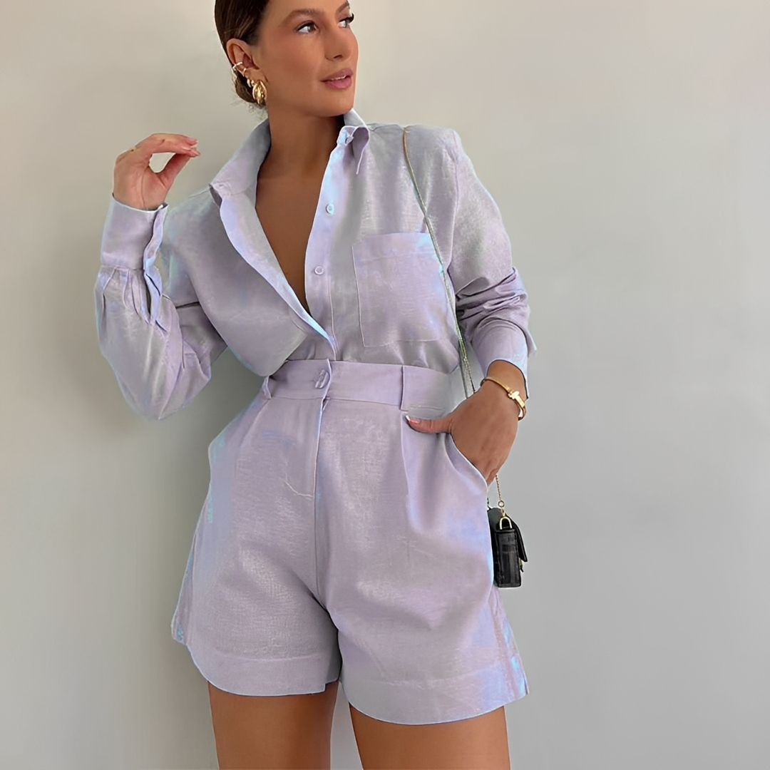 Yasin - Set mit Oberteil und weiten Shorts, langärmelig