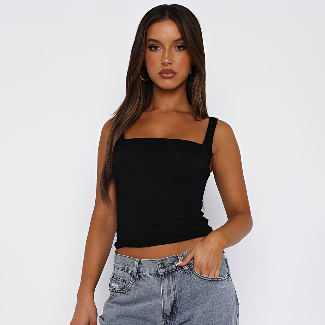 Genevieve - Einfaches einfarbiges Cami-Top