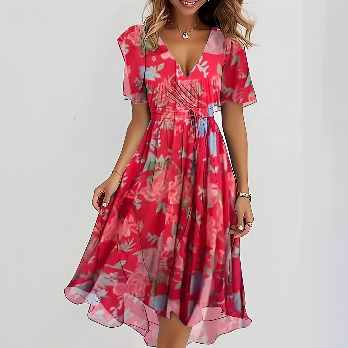 Emelia - Florales Chiffonkleid