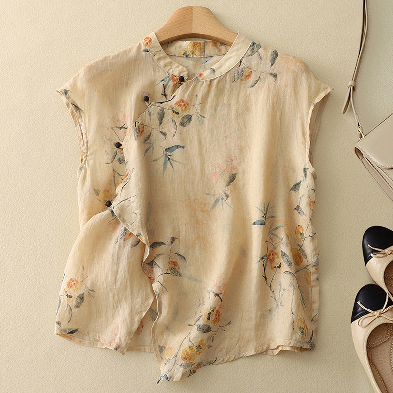 Diana - Ärmellose Bluse mit Blumenmuster