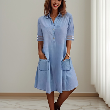 Sandra - Stilvolles Jeans-Minikleid mit Seitentaschen für Damen