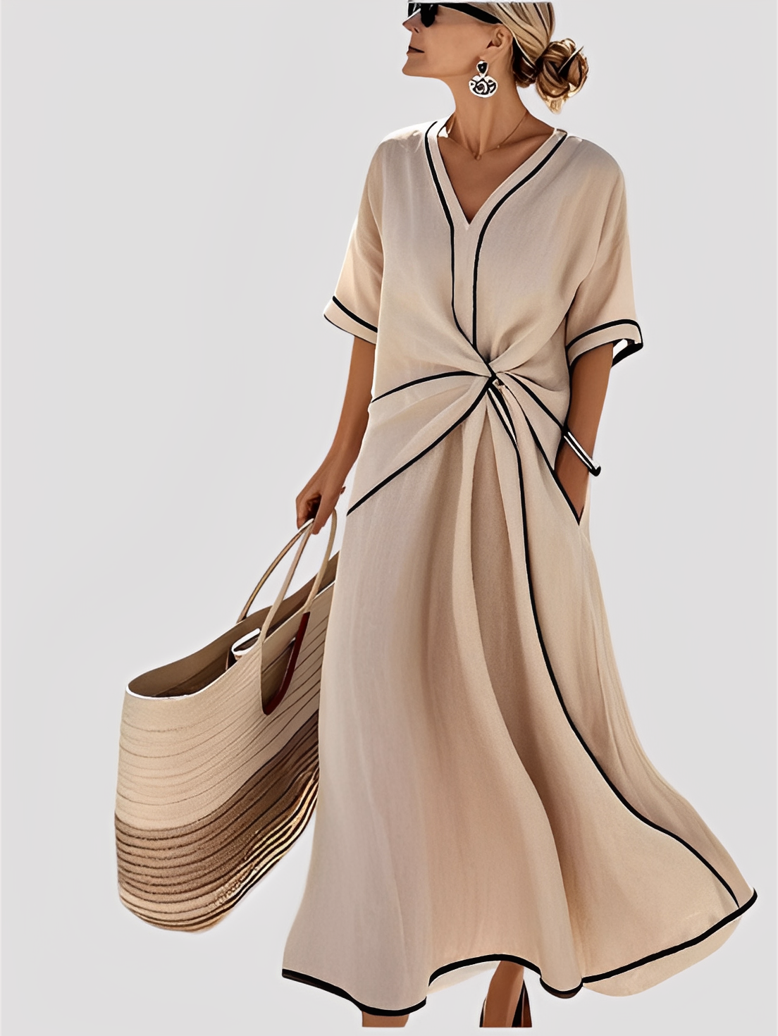 Mabel - Stilvolles, locker geschnittenes Damen-Maxikleid