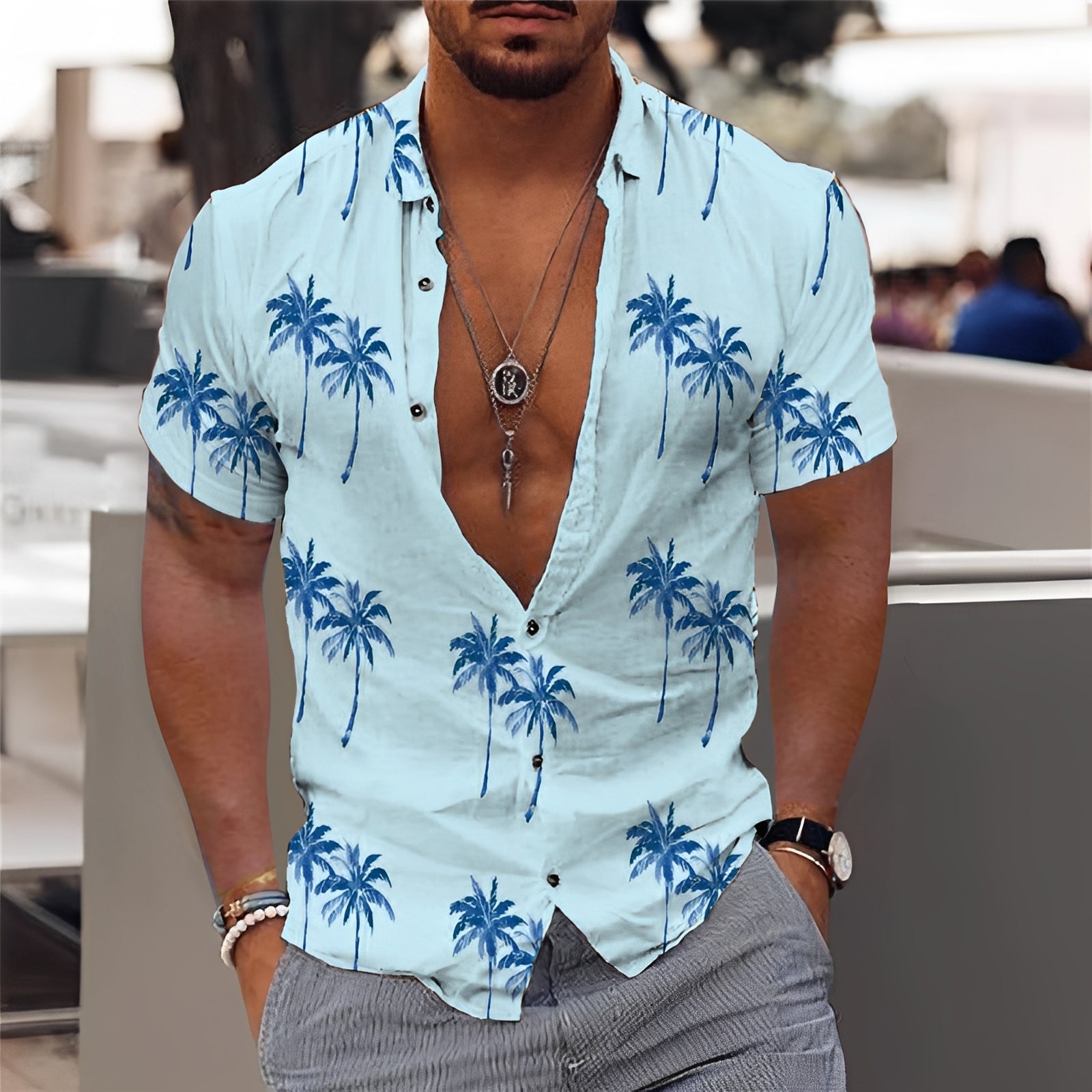 Hector - Modisches Herrenhemd mit Palmenmuster