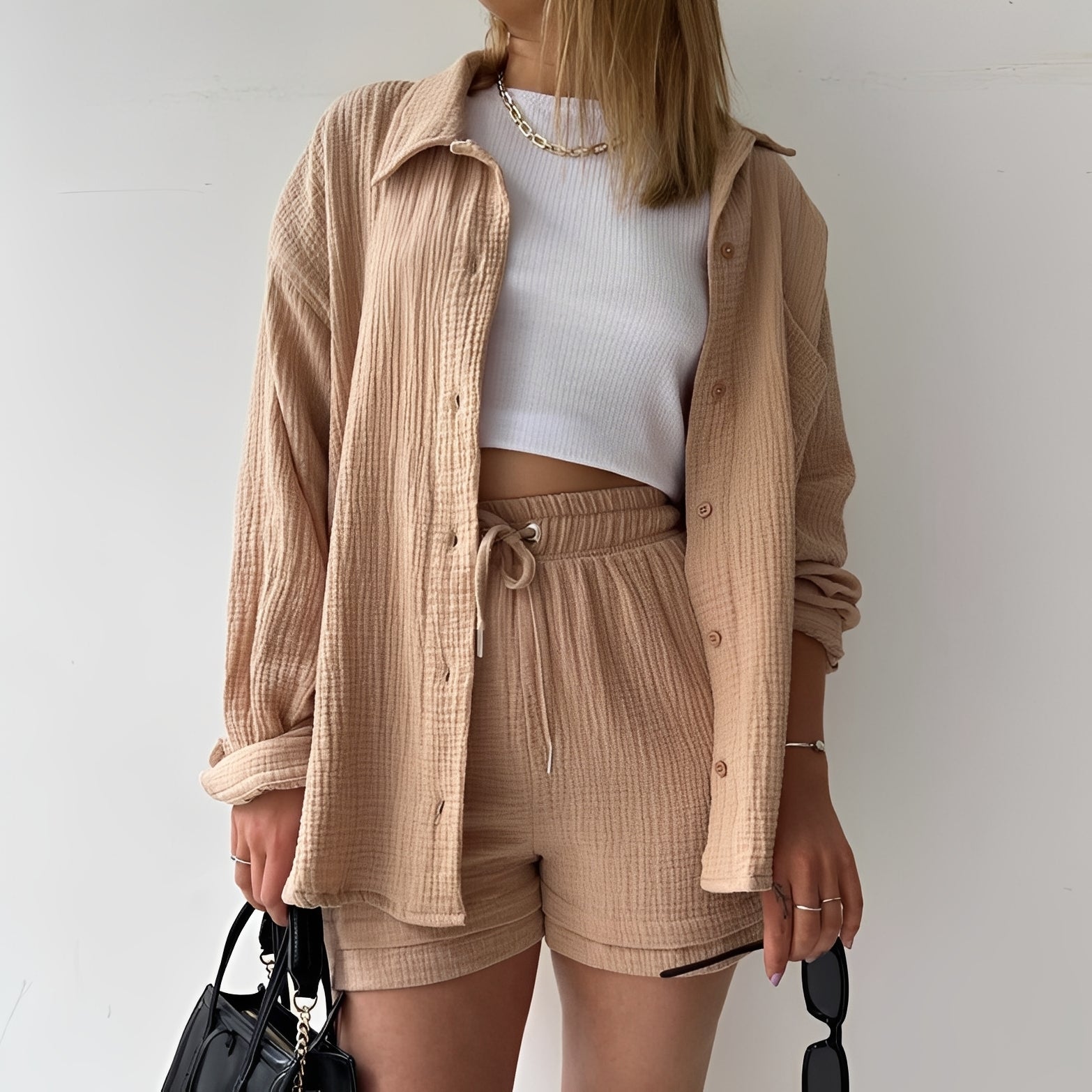Julia - Komfortables Set mit Reverskragen und hoher Taille für Damen