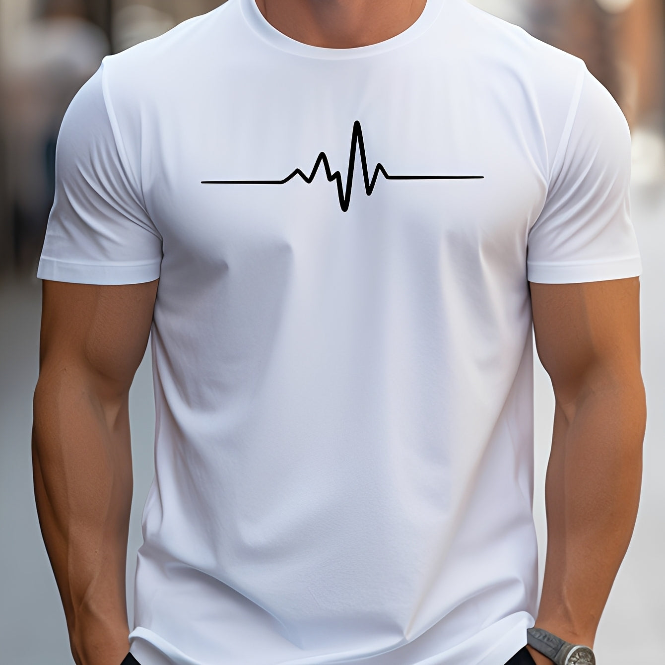 Russell - Eng anliegendes bedrucktes T-Shirt für Männer