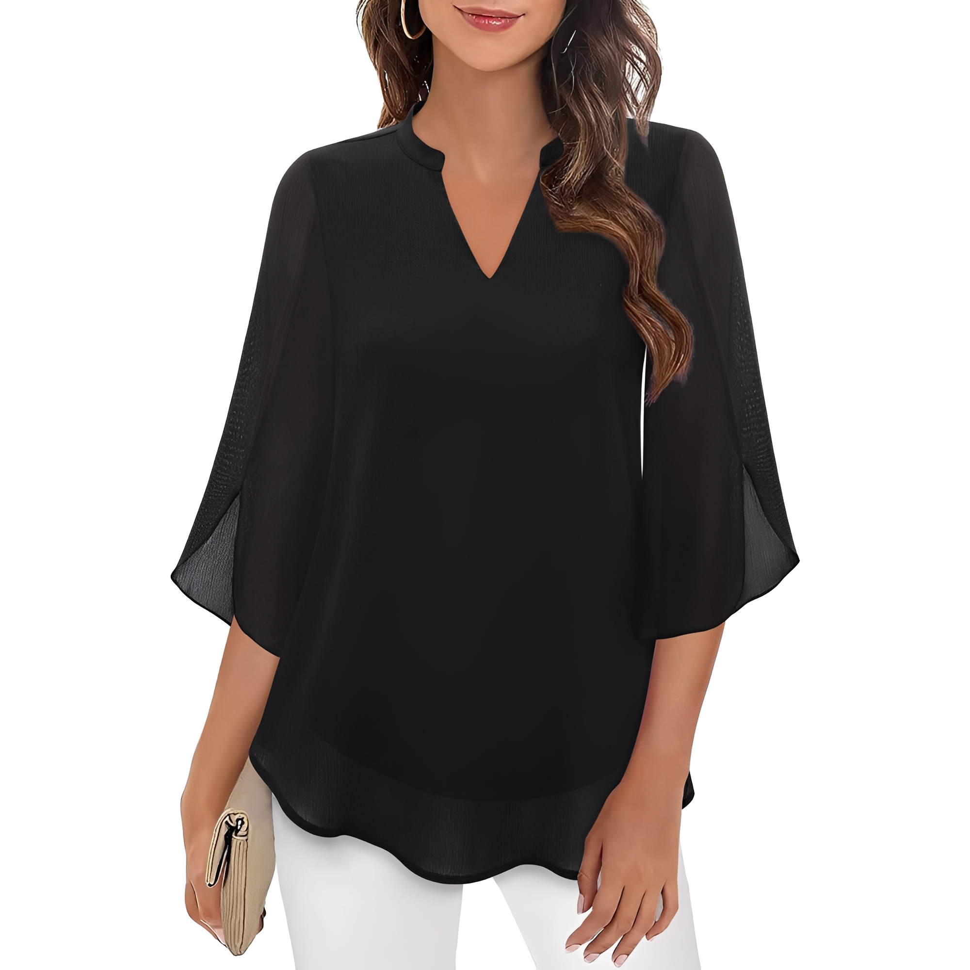 Vanessa - Locker geschnittene Bluse mit V-Ausschnitt für Damen