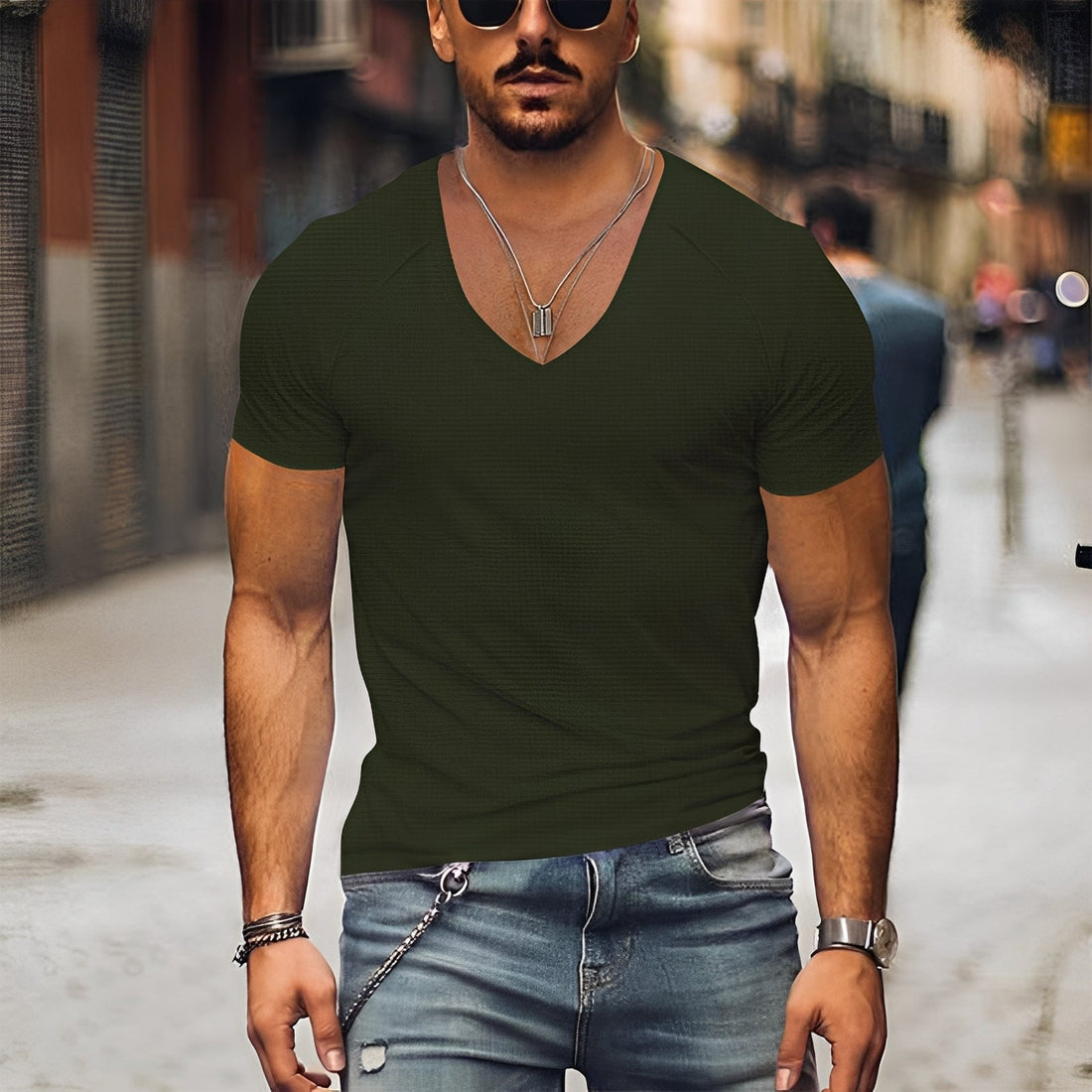 Kenneth - Herren V-Neck T-Shirt im lässigen Stil