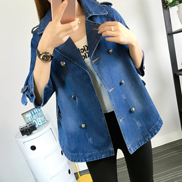Faye - Stilvoller Denim-Cape-Mantel