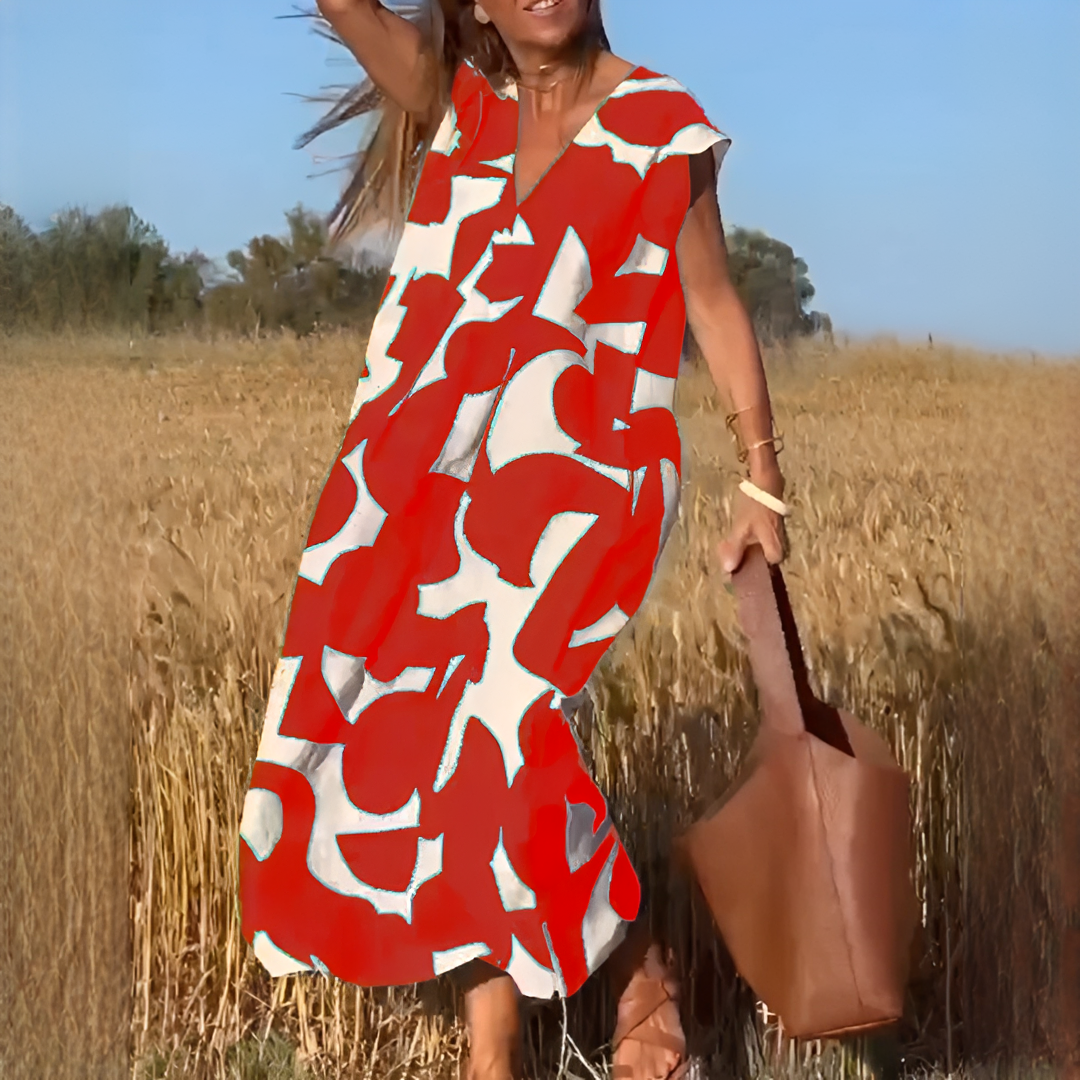 Vicky - Elegantes Kleid mit V-Ausschnitt und weitem Schnitt