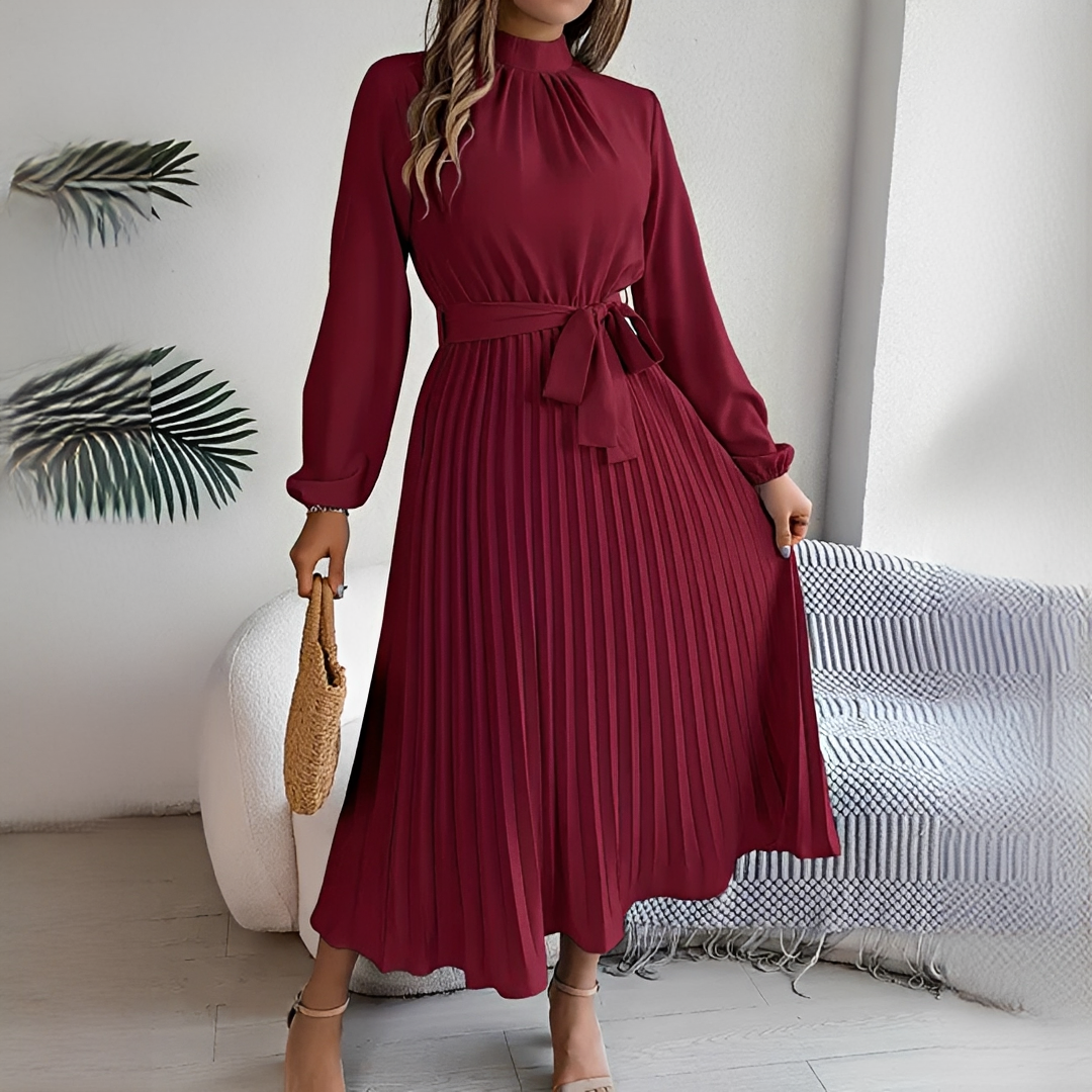 Jessy - Damenkleid mit langen plissierten Ärmeln