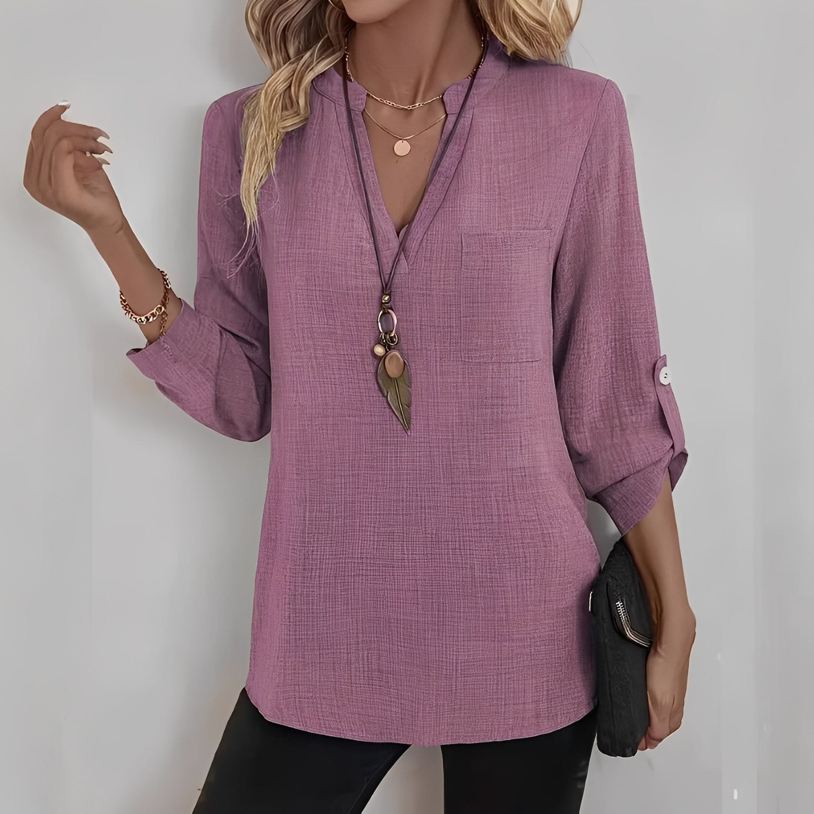 Vanie - Moderne und legere Bluse mit V-Ausschnitt für Frauen