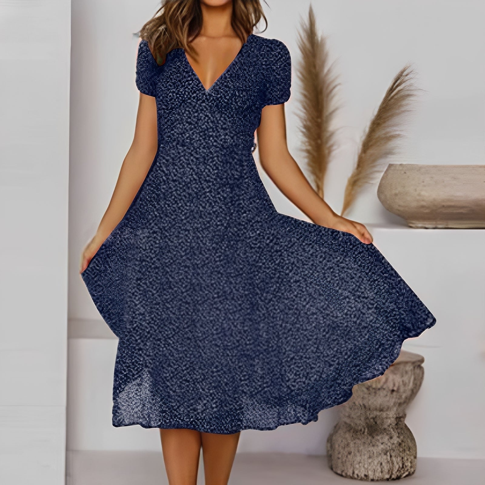 Elizabeth - Lässiges, lockeres Damen-Kurzarmkleid