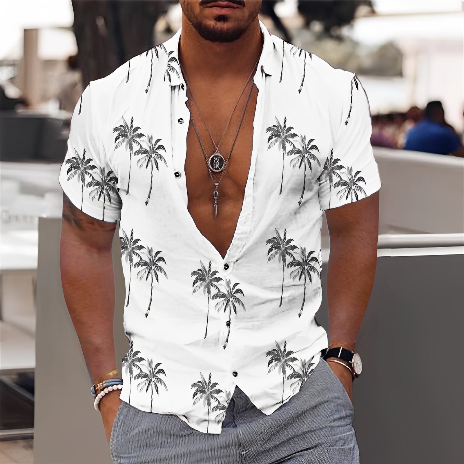 Hector - Modisches Herrenhemd mit Palmenmuster
