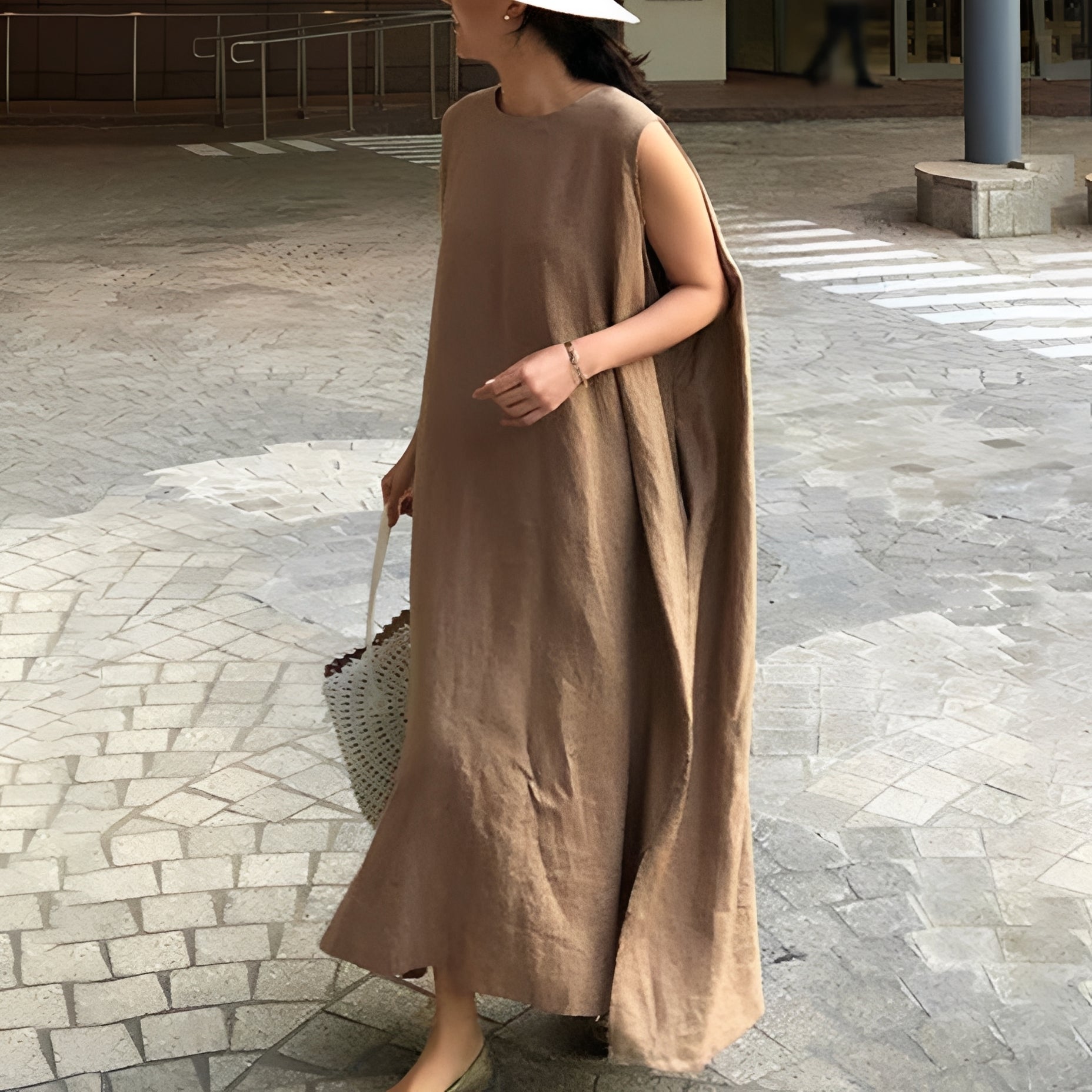 Carly - Entspanntes, ärmelloses Damenplisseekleid