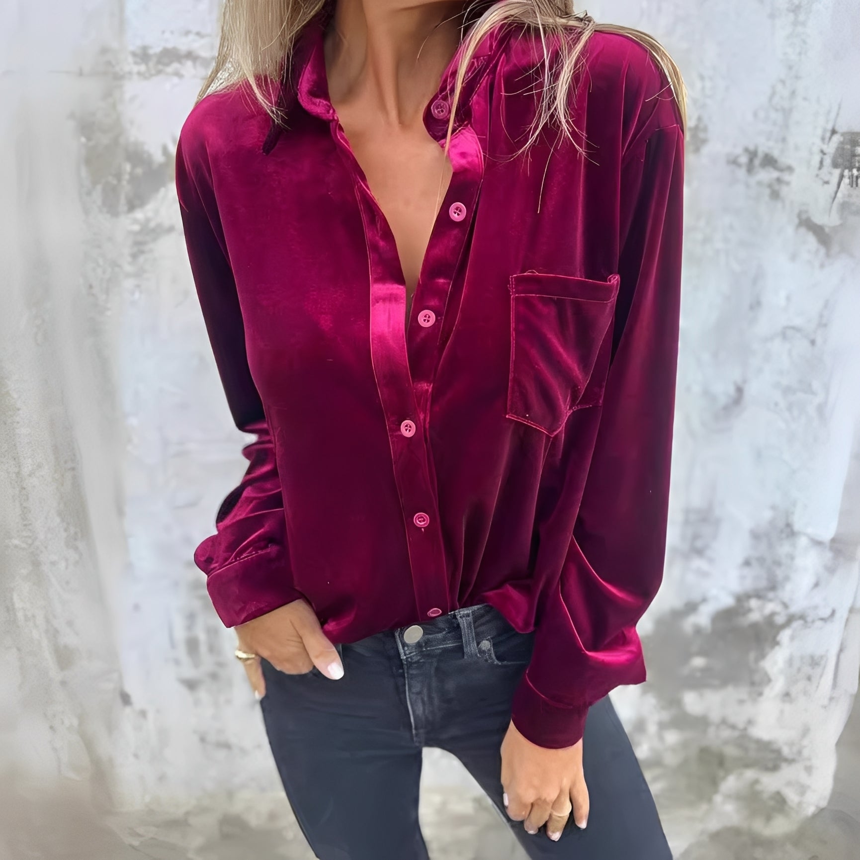 Jessie - Langärmelige Bluse mit Knopfleiste