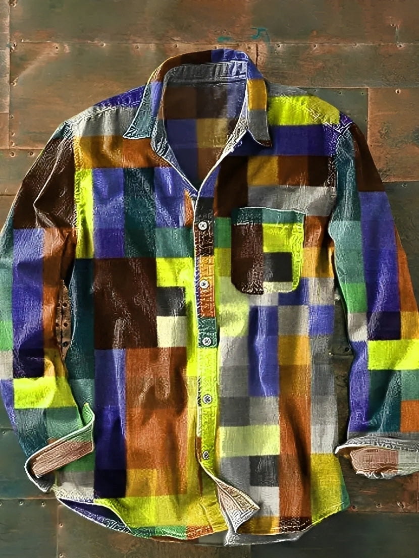 Charles – Langarmhemd für Herren – Bunt und Retro