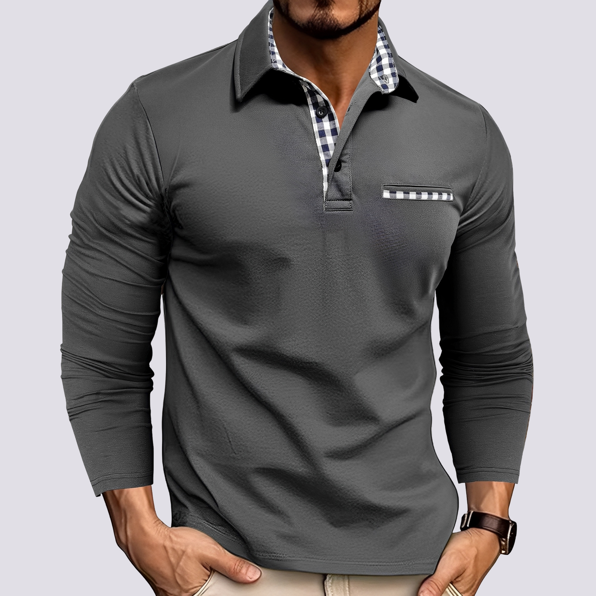 Mark – Herren-Polohemd – Langarm-Casualhemden