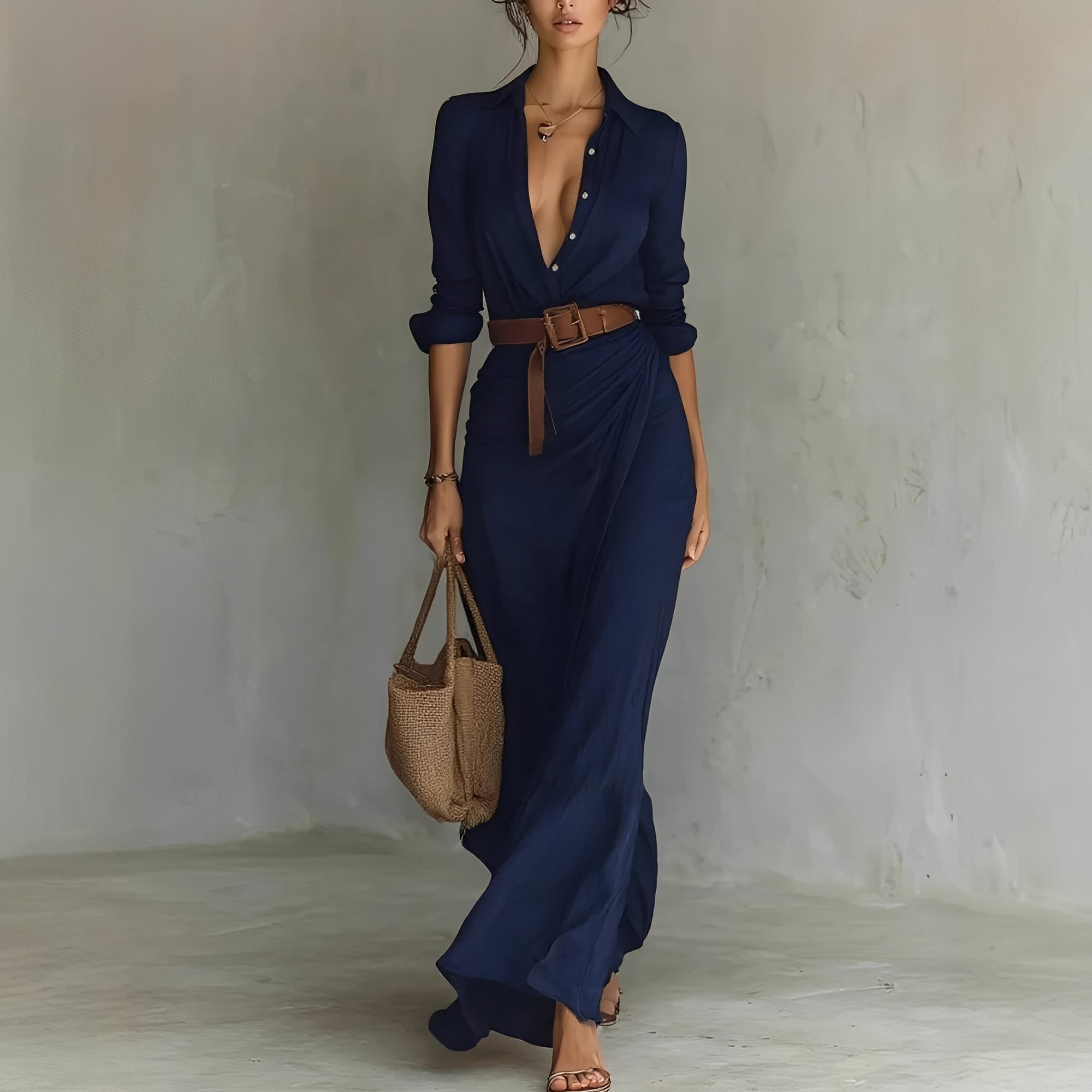 Hanny - Bequemes Maxikleid mit Gürtel
