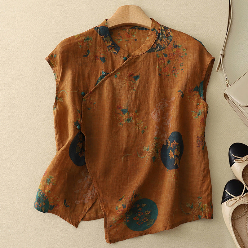 Diana - Ärmellose Bluse mit Blumenmuster