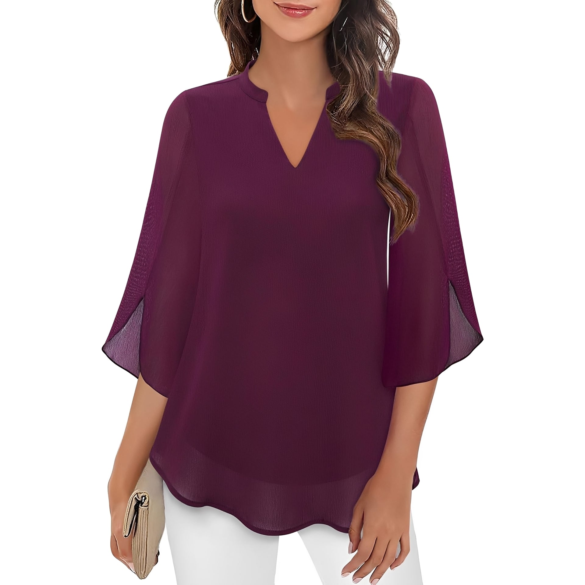 Vanessa - Locker geschnittene Bluse mit V-Ausschnitt für Damen