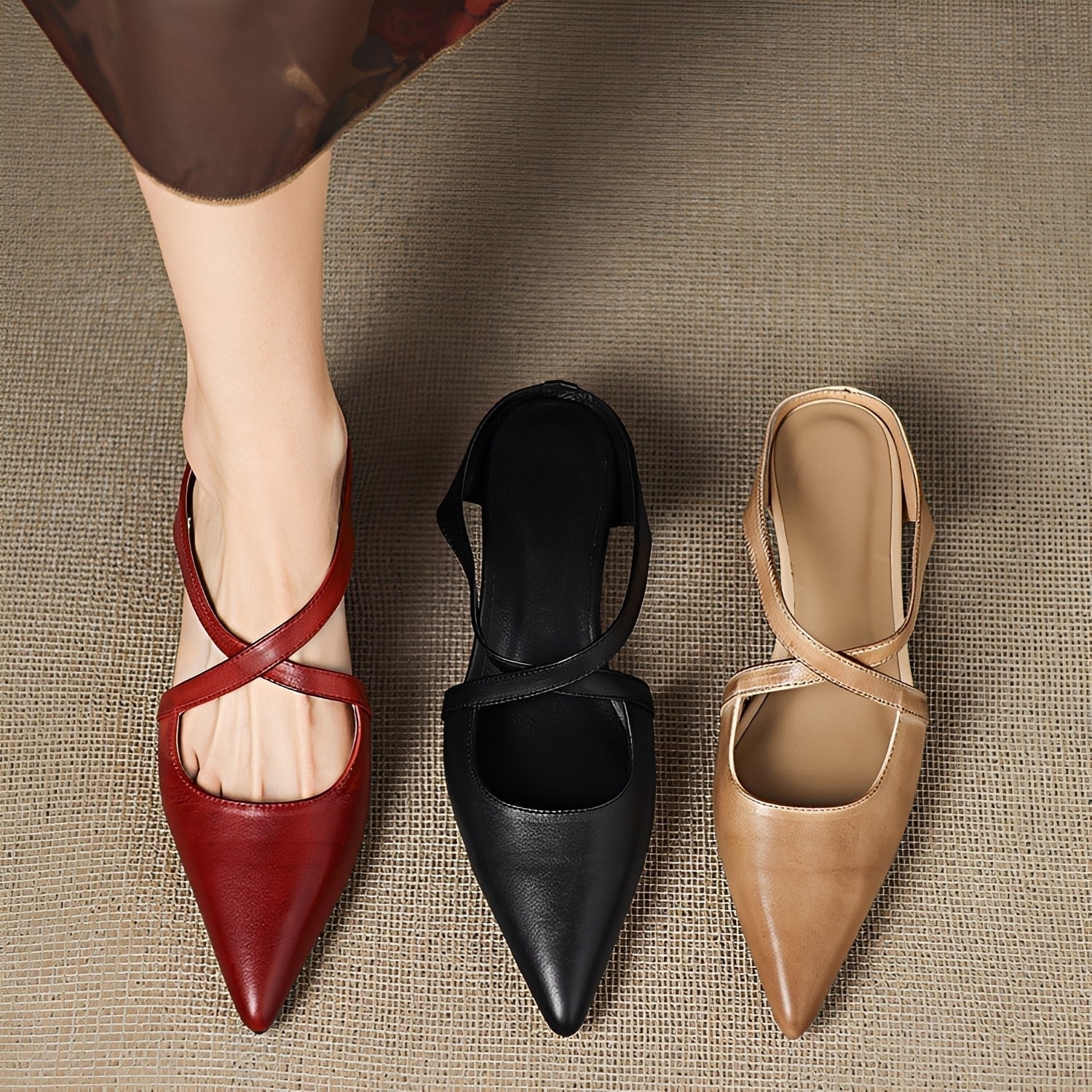 Riley - Moderne flache Mules im Vintage-Look