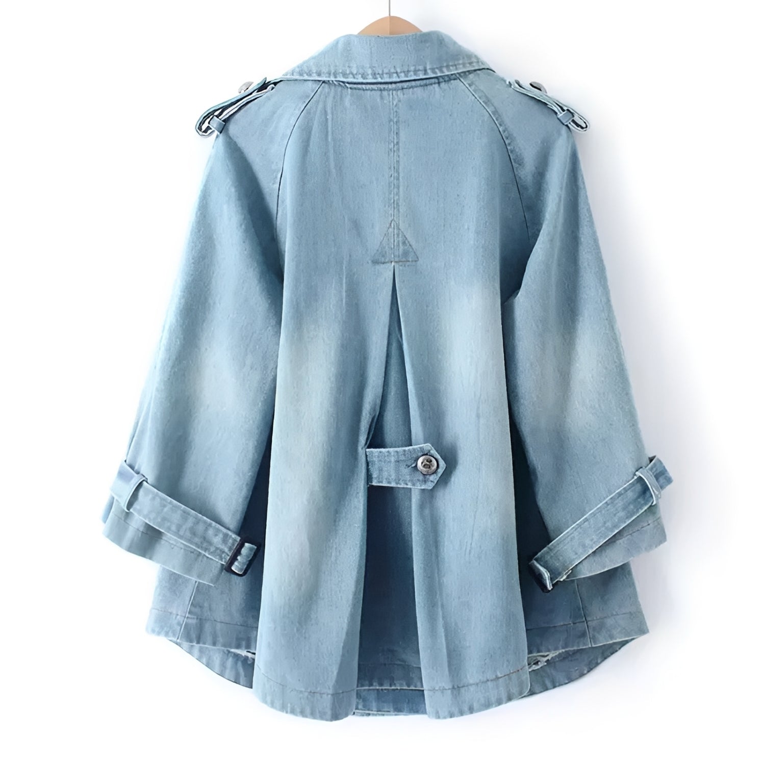 Faye - Stilvoller Denim-Cape-Mantel