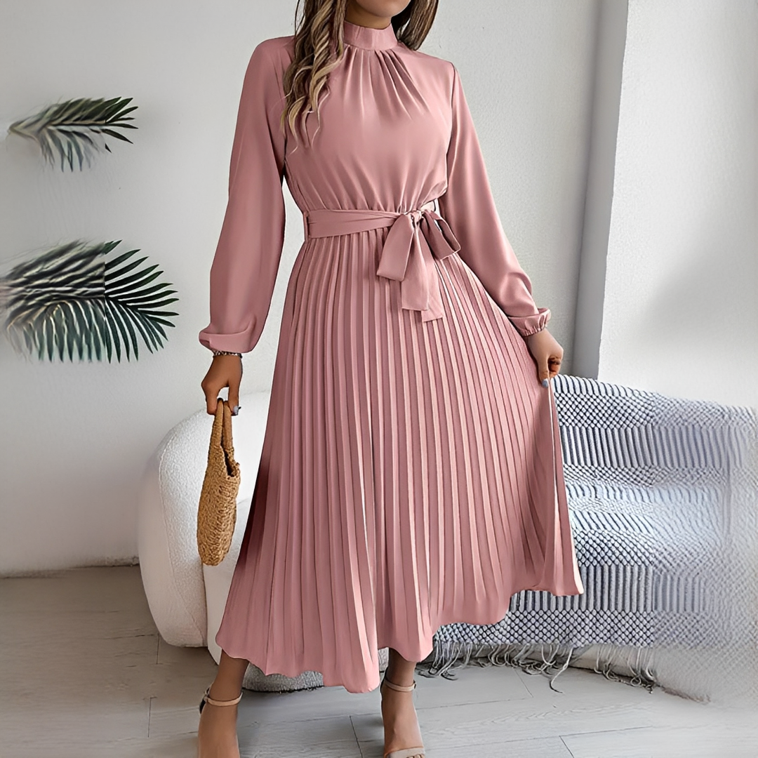 Jessy - Damenkleid mit langen plissierten Ärmeln