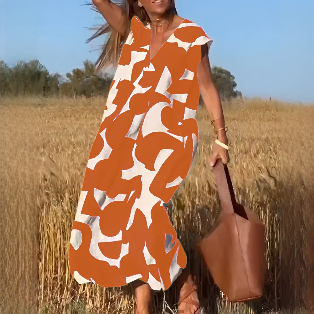 Vicky - Elegantes Kleid mit V-Ausschnitt und weitem Schnitt
