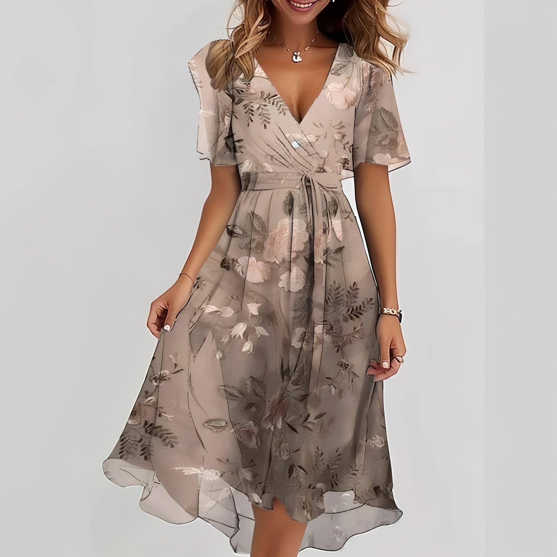 Emelia - Florales Chiffonkleid
