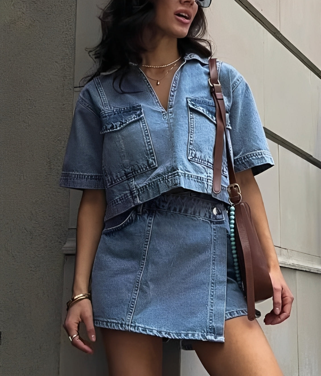 Tilly - Ensemble aus Denim-Top und Rock