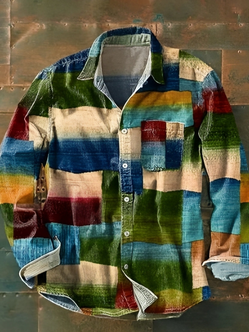 Charles – Langarmhemd für Herren – Bunt und Retro
