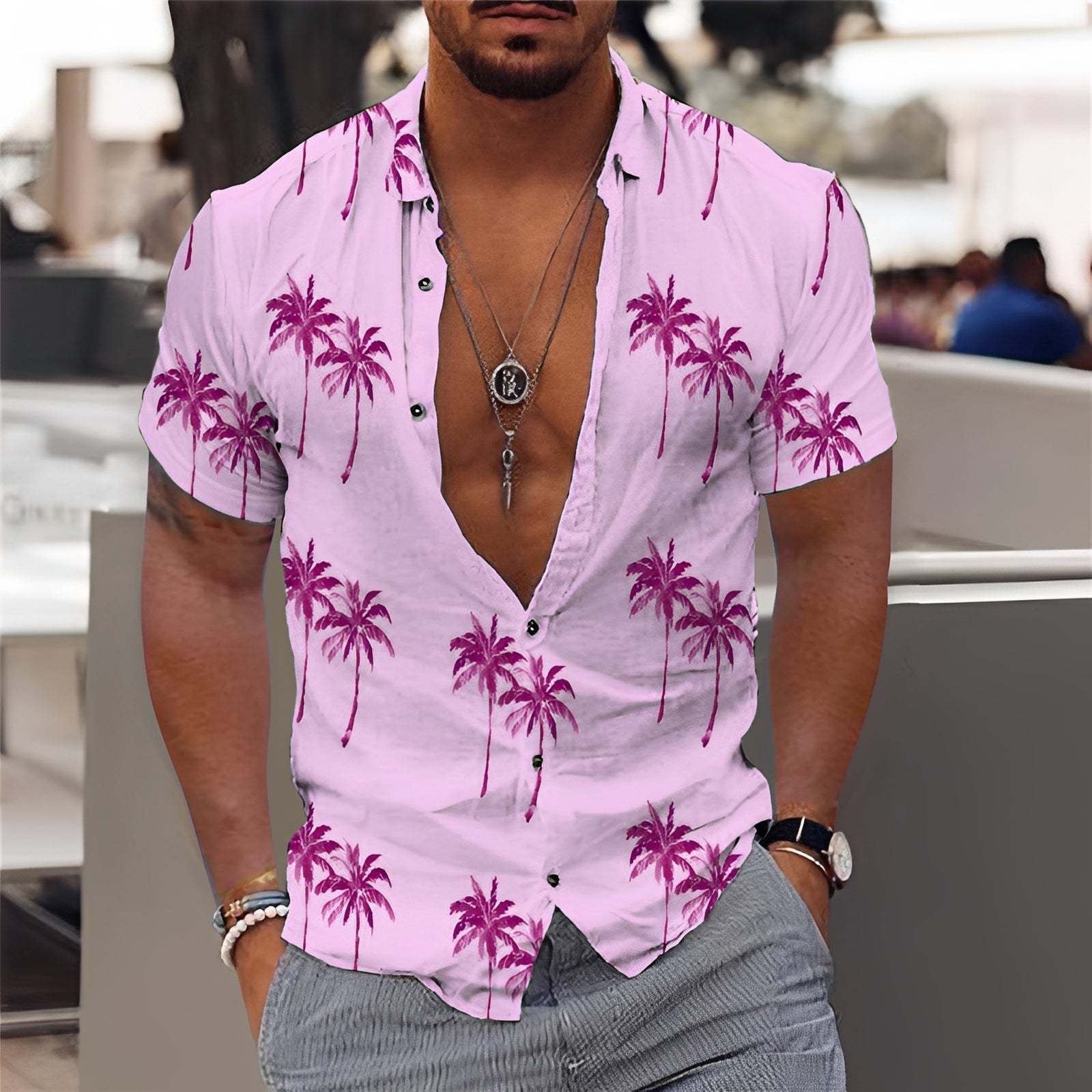 Hector - Modisches Herrenhemd mit Palmenmuster