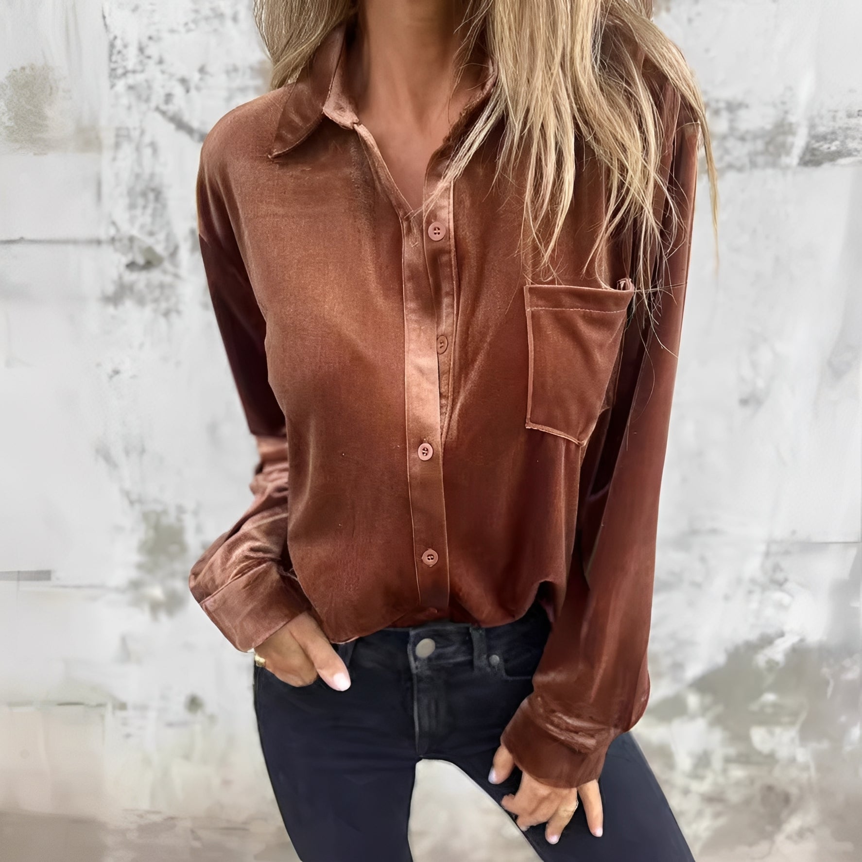 Jessie - Langärmelige Bluse mit Knopfleiste