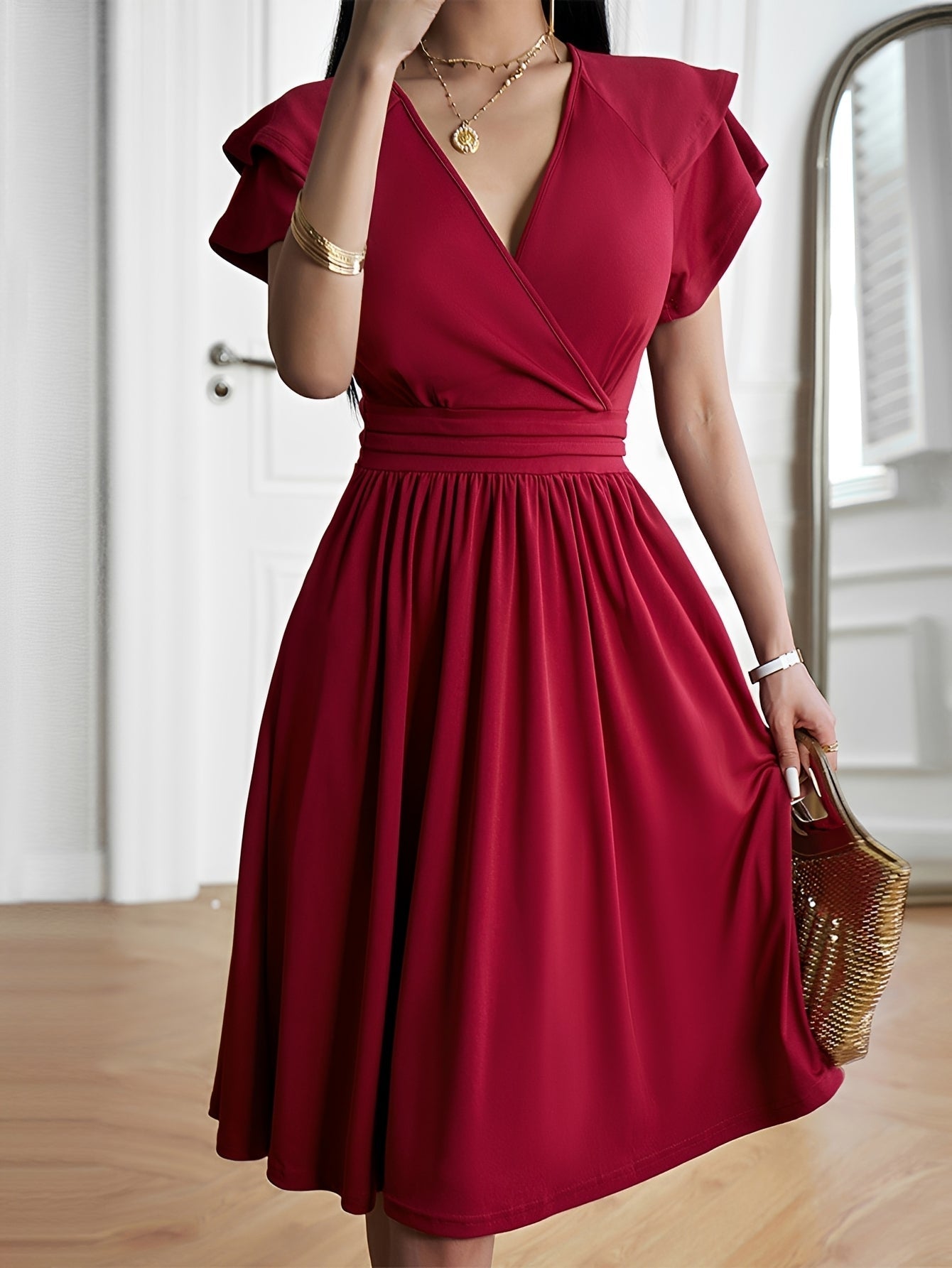 Laura - Schickes V-Ausschnitt-Kleid für Damen