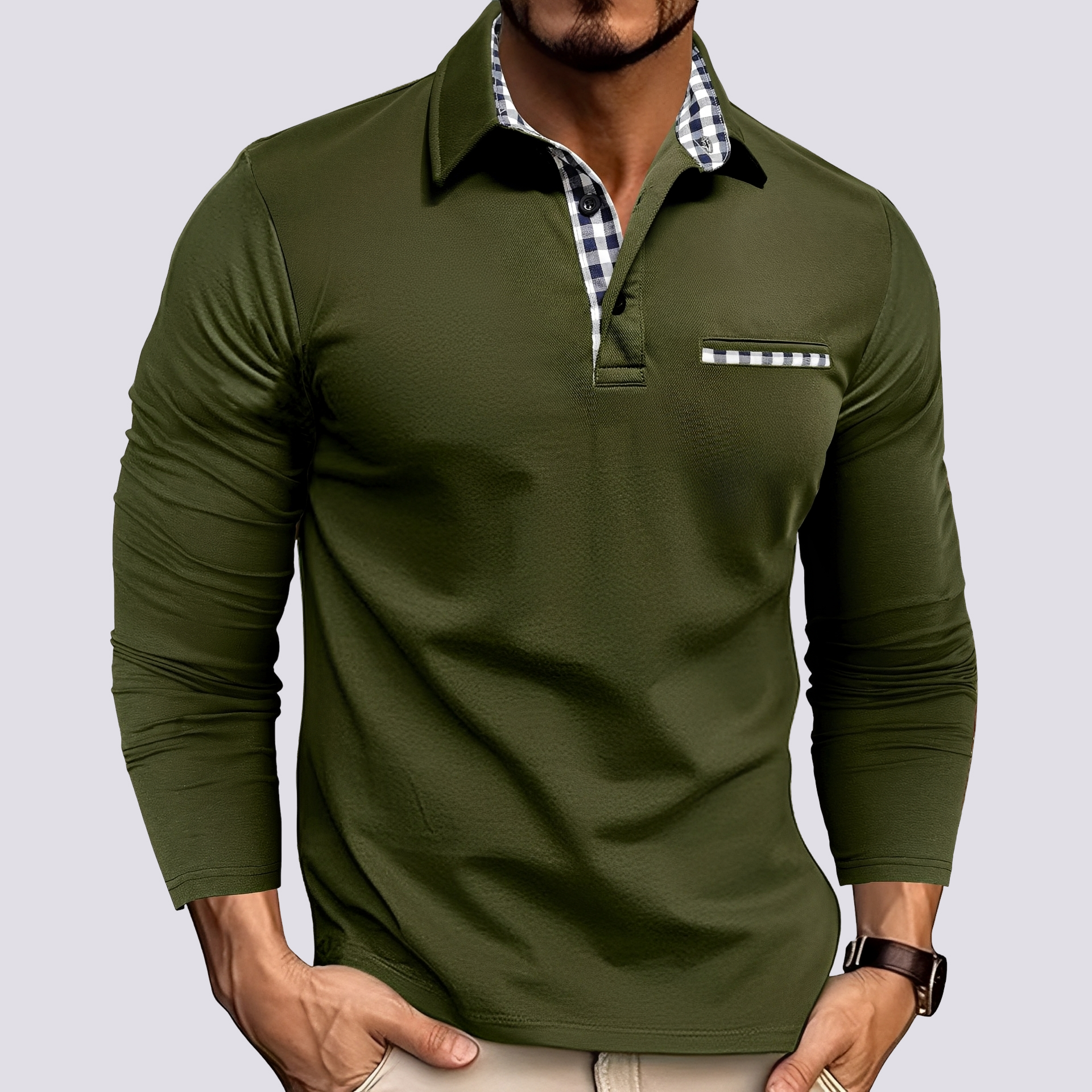 Mark – Herren-Polohemd – Langarm-Casualhemden