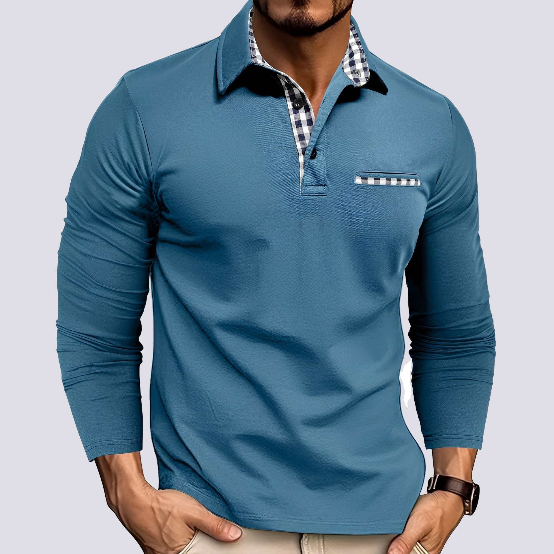 Mark – Herren-Polohemd – Langarm-Casualhemden